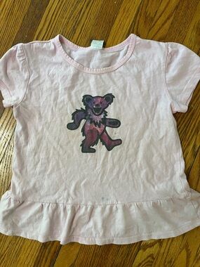 Girls' Pink Graphic Peplum Tee - Brand Unknown